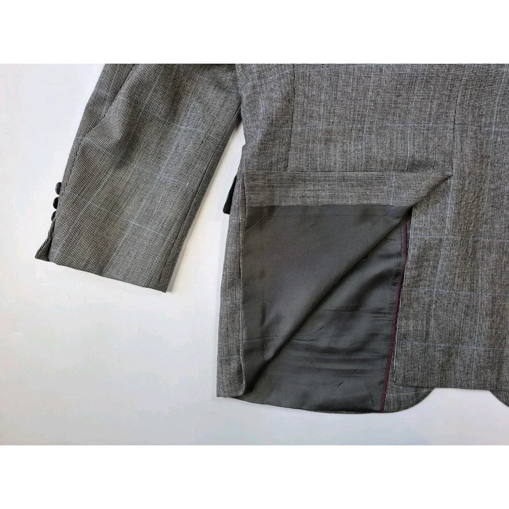 Evan Picone Mens Vintage Sports Coat 44R Gray Check Wool Blazer Made in USA